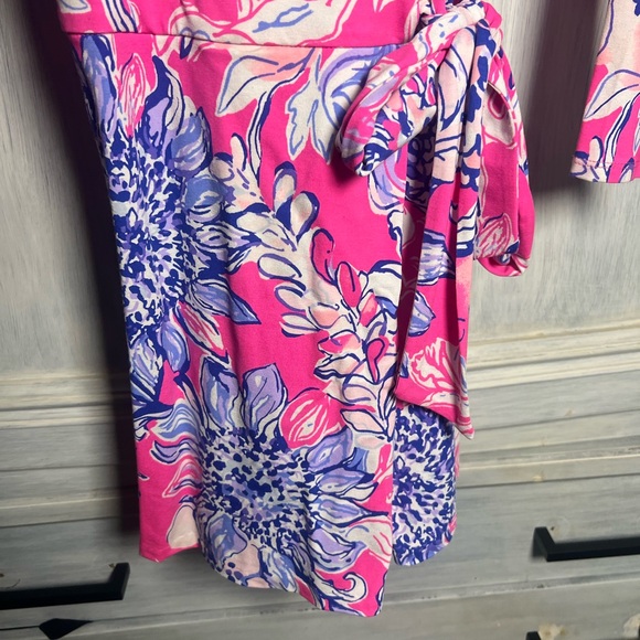 Lilly Pulitzer Karlie Wrap Romper Jersey Sun Drenched Pink Tropics Preppy Resort - Picture 6 of 13